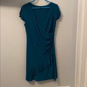 Ralph lauren teal wrap short sleeve dress